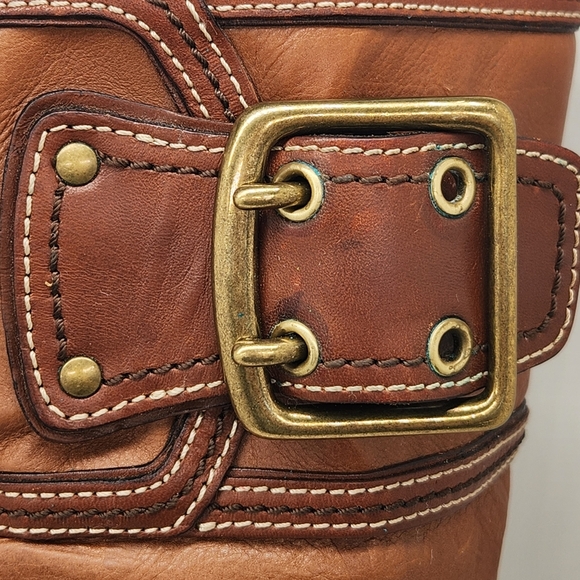 Coach boots women's 8.5B brown cognac leather knee high Meredith Q095 Made Italy - Picture 3 of 16